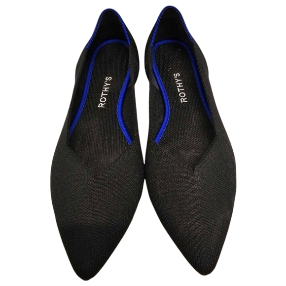 Rothy's Womens The Point Shoes Black Solid Knit Ballet Flats SZ 9.5 - Picture 1 of 10